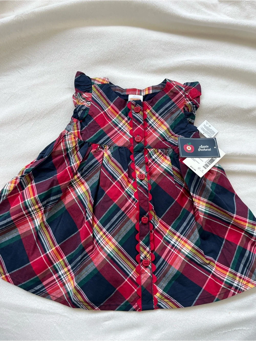 Gymboree Red and Navy Plaid Button-Front Dress